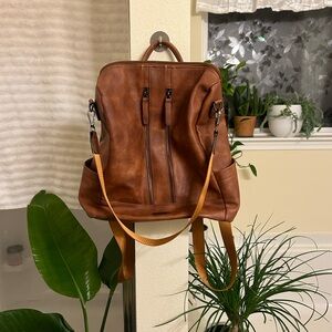 Brown Leather Backpack
